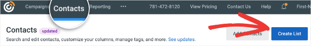 create list in constant contact