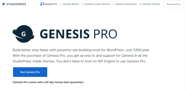 genesis pro homepage