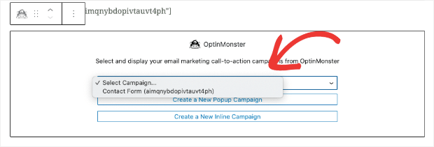 optinmonster block for inline campaigns