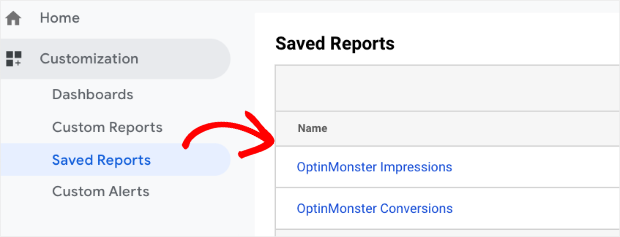 saved reports for om campaigns