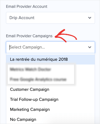 select email provider campaigns