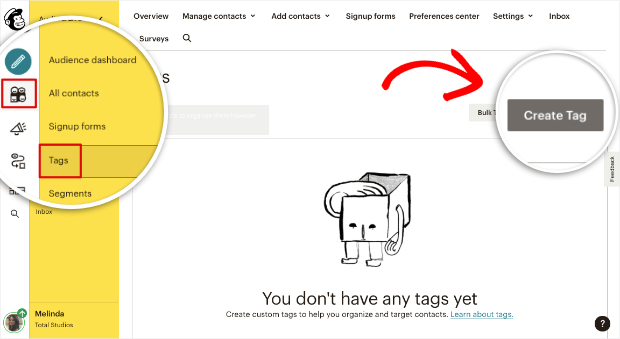tags page in mailchimp