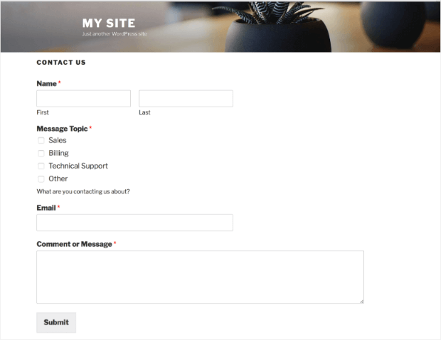 wpforms contact form example