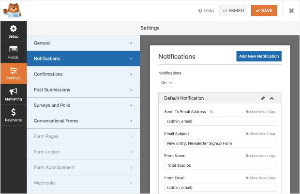 wpforms-customize-notification options