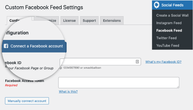 connect a facebook account