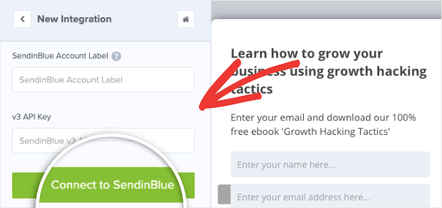 connect to sendinblue in om