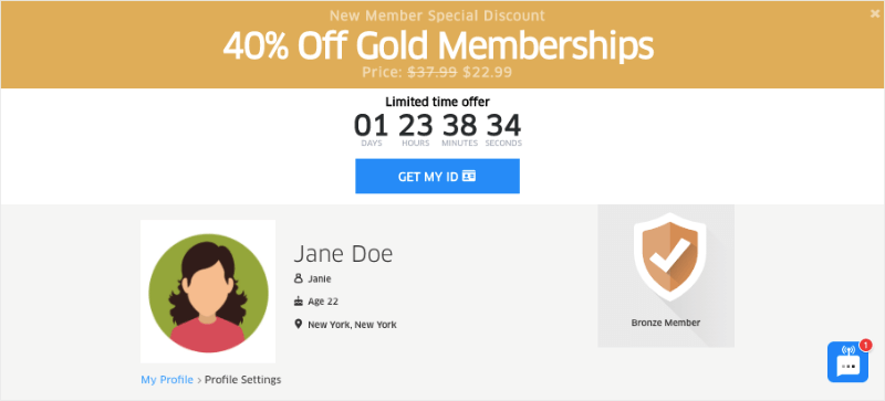 gold membership dateid floating bar