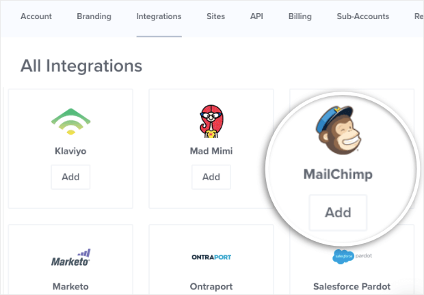 mailchimp add integration