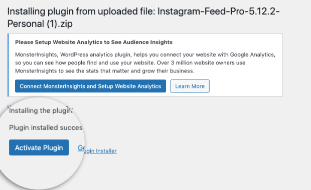 activate instagram feed pro plugin