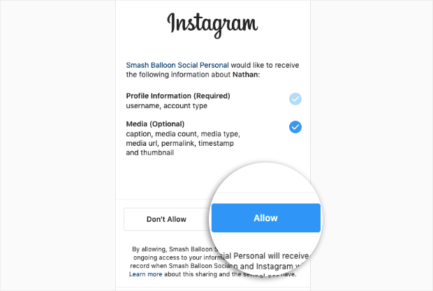 allow instagram access to your website