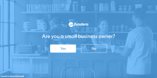 fundera survey popup example