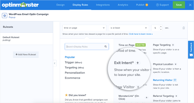 select exit intent