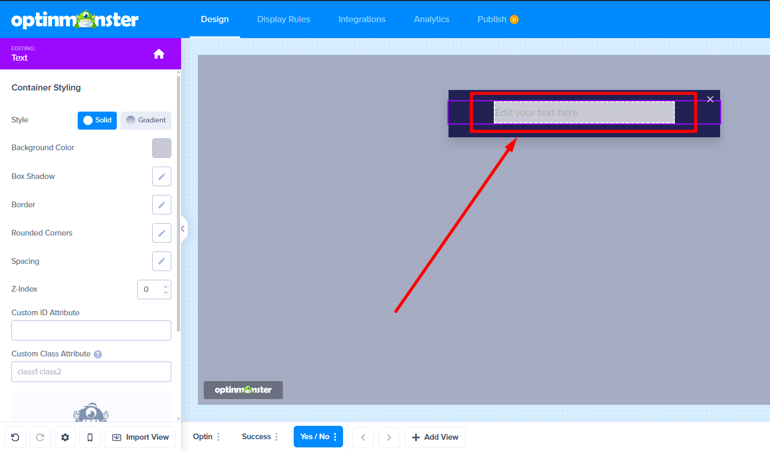 Editing the text within the newly added text block.