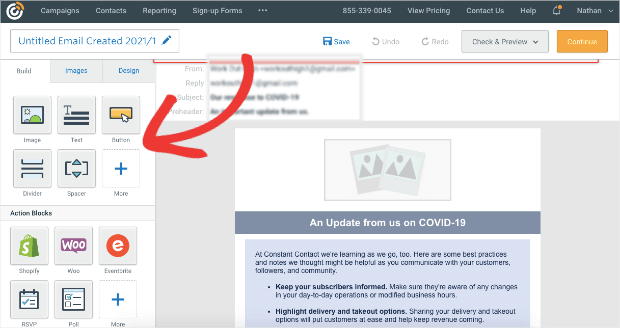 constant contact drag and drop builder