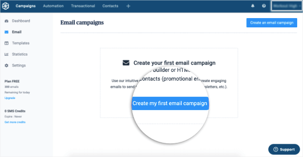 create first sendinblue email