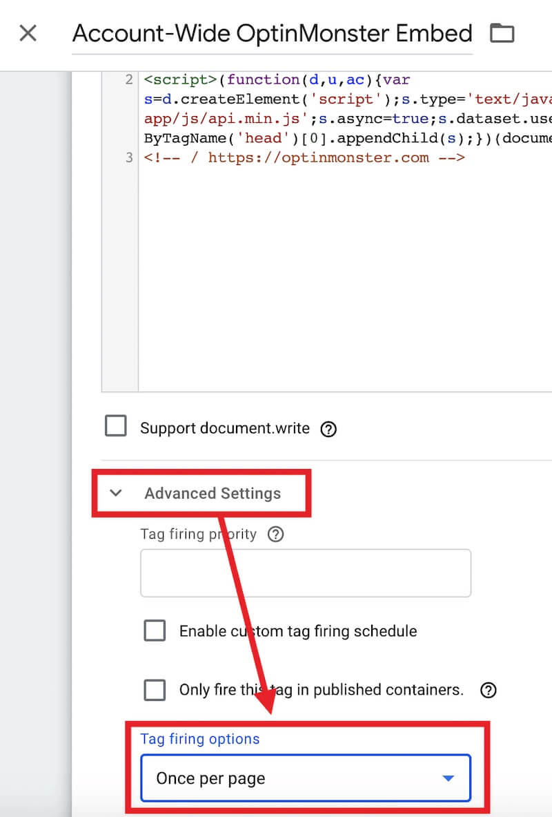 Fire tag in Google Tag Manager once per page.