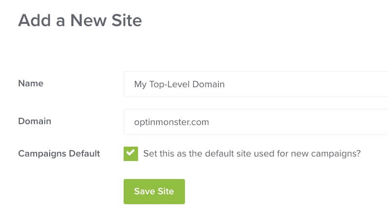 Registering a Top-Level Domain in OptinMonster.