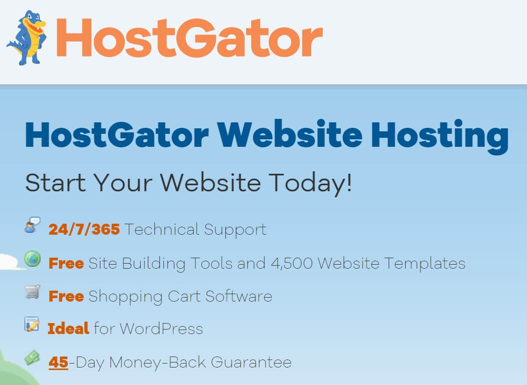 HostGator managed WordPress hosting homepage