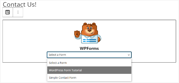 WPForms embed on page