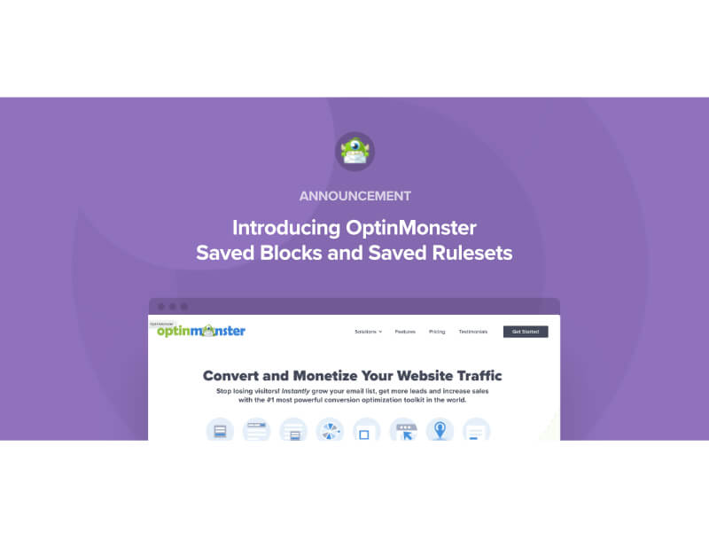 OptinMonster Saved Blocks and Saved Rulesets