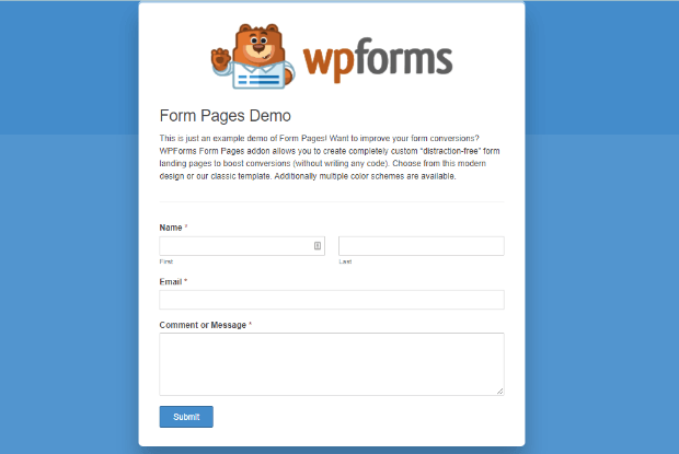 wpforms form page