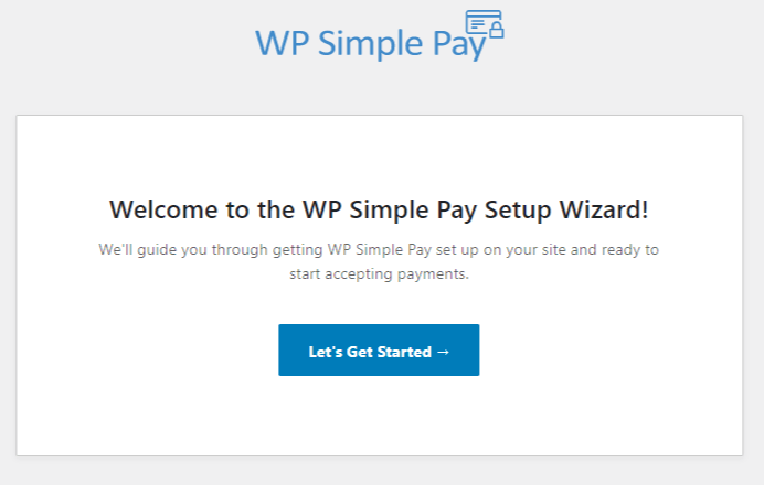 WP Simple Pay setup wizard