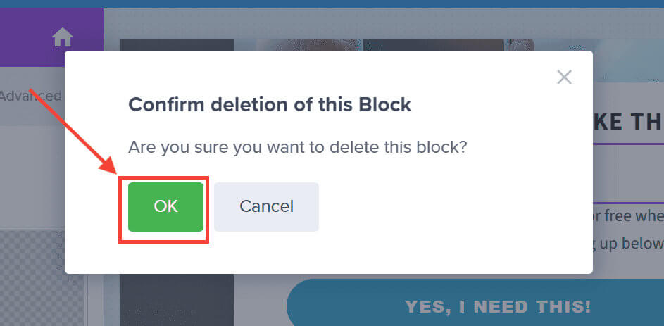 Confirm block deletion