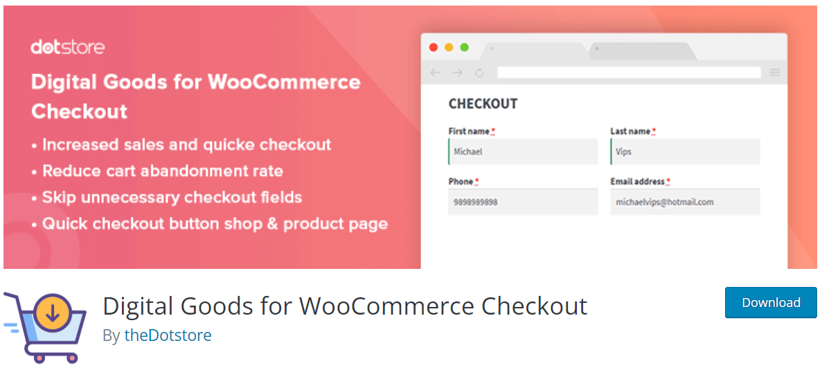 digital goods for woocomerce checkout