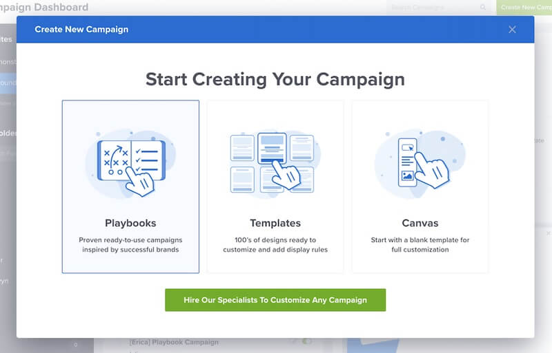 Select Playbooks when creating a new campaign in OptinMonster.
