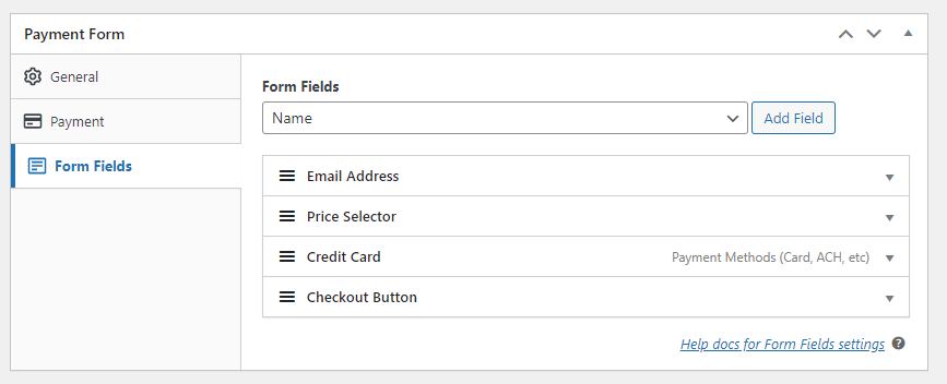 simple pay form fields