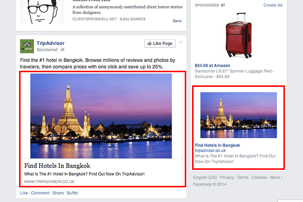 Examples of retargeting ads showing up in different places