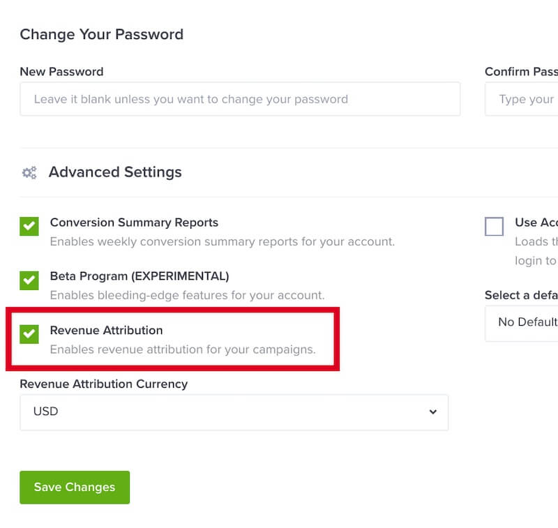 Enable Revenue Attribution for your account in OptinMonster.