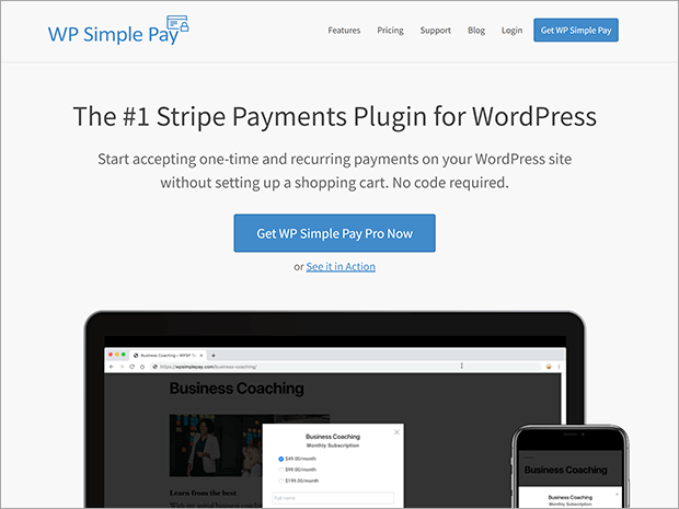 WP Simple Pay can accept WordPress ACH payments