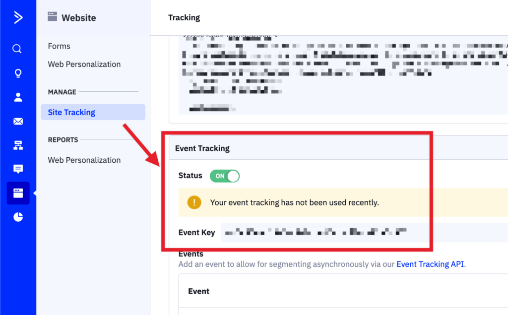 Enable event tracking for ActiveCampaign.