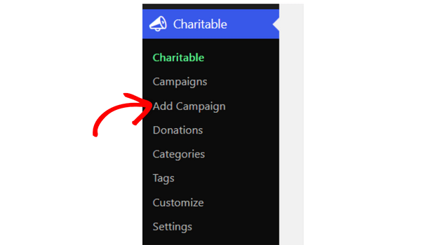 Adding a campaign in WP Charitable