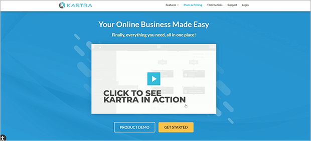 Homepage for Kartra, one of the best ClickFunnels alternatives for larger businesses.