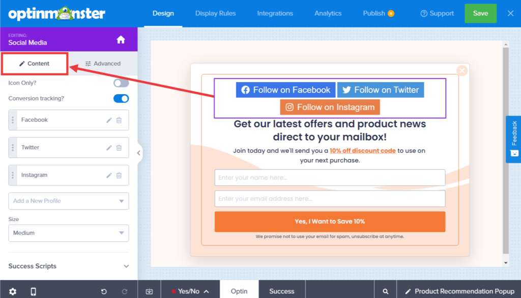 add social media buttons in mailbird