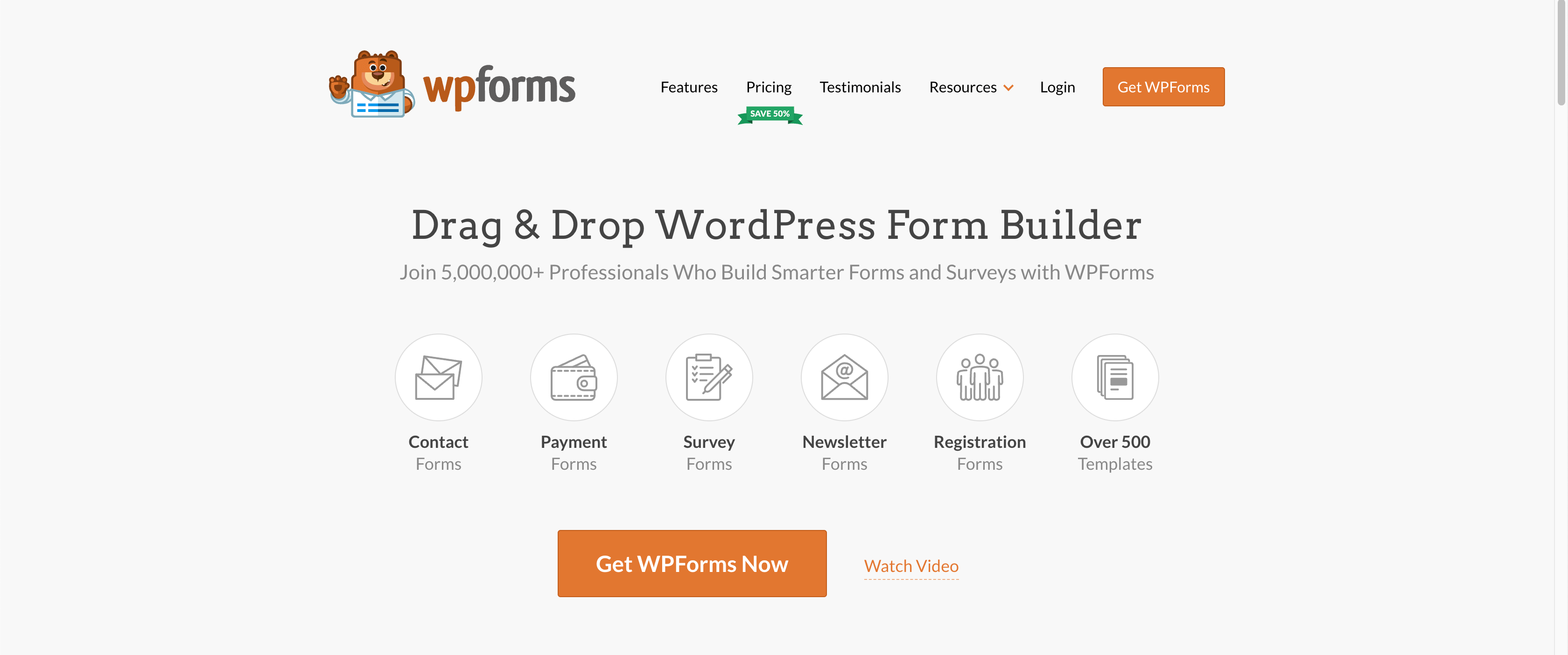 WPForms 홈 페이지