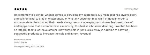 LiveChat Shopify Customer Review