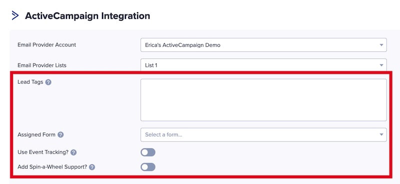 ActiveCampaign Optional settings give you more control over how leads are added.