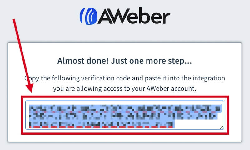 AWeber authorization code.