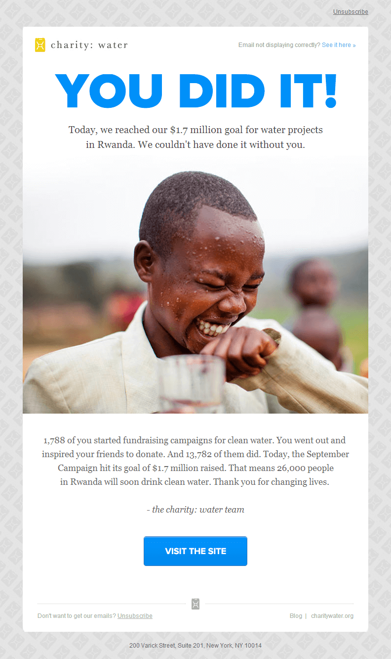 Charity: Water Email Marketing Campaign Example