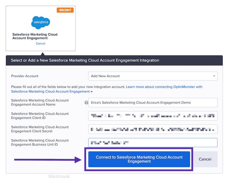 Connect Salesforce with OptinMonster.