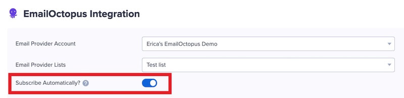 EmailOctopus optional settings.