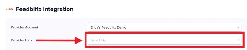 Select the Feedblitz List you want to add leads to.