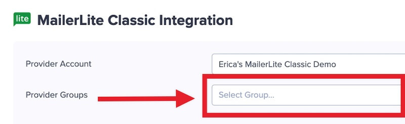 Select the Group to add leads to in MailerLite.
