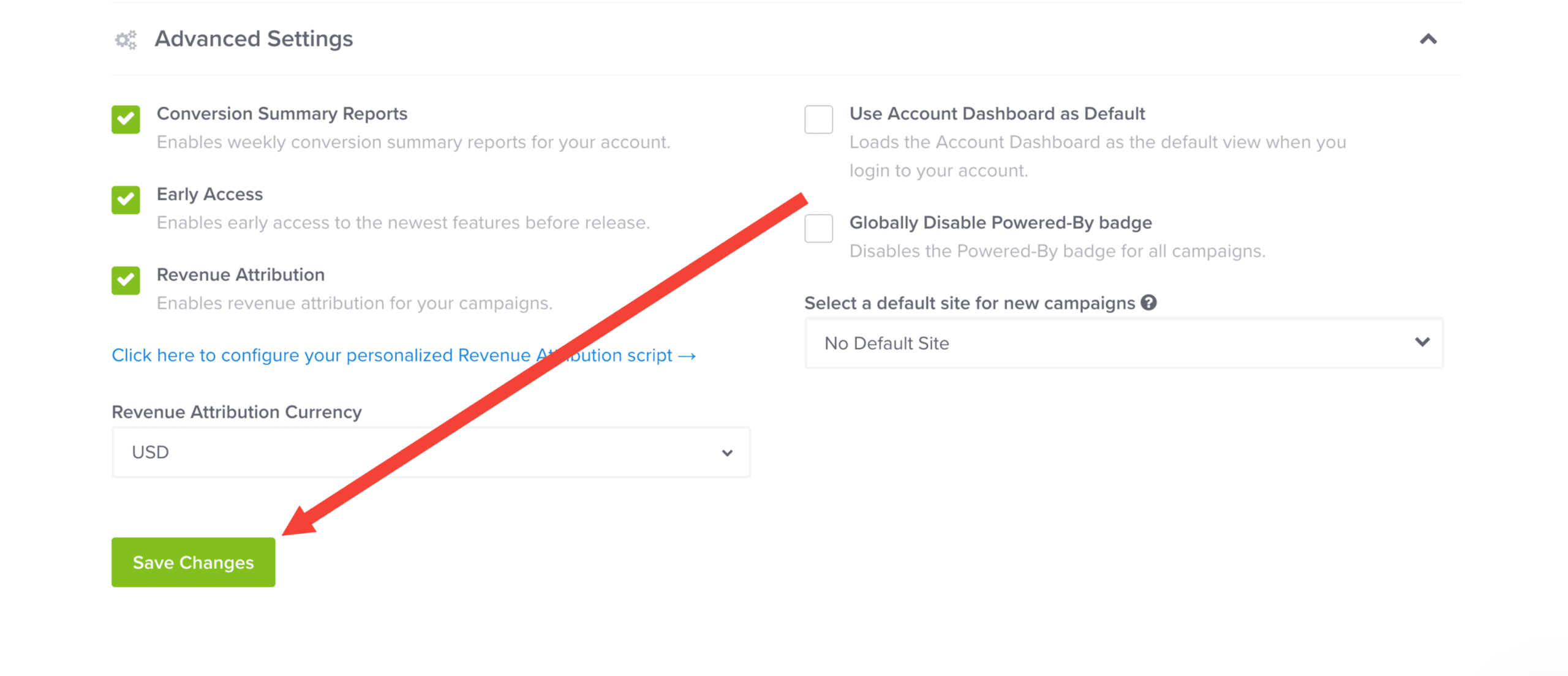 save early access setting - optinmonster