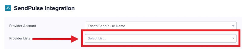 Select the List to send leads to in SendPulse.