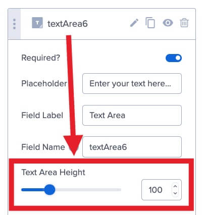 Customize the Text Area field height.