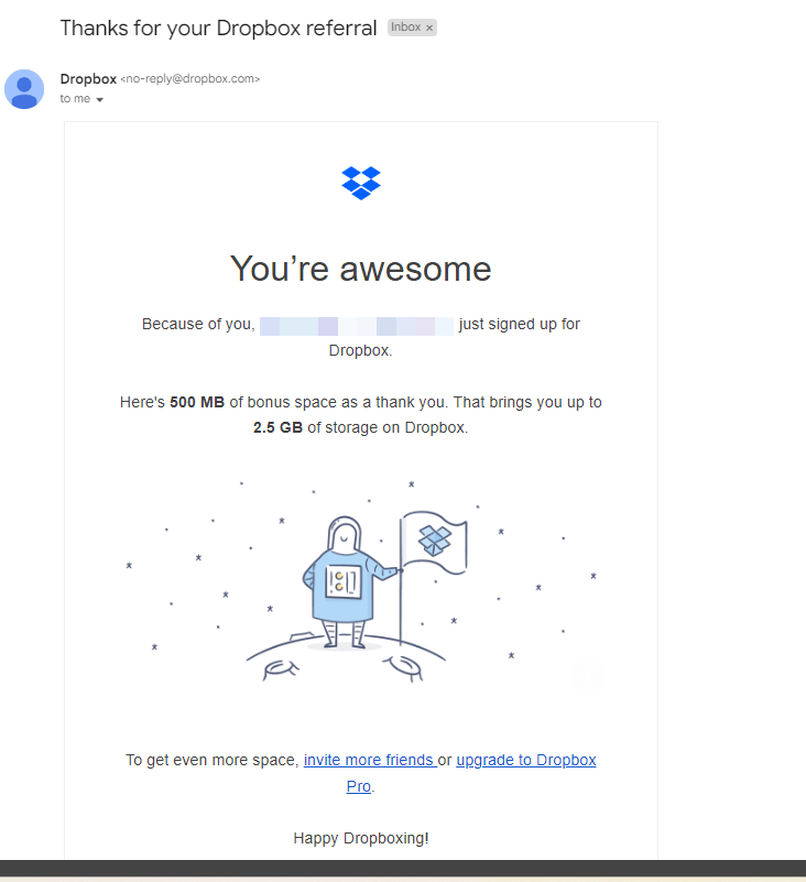 Dropbox Email Marketing Campaign Example